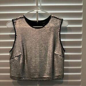 Forever 21 Metallic Silver Crop Top